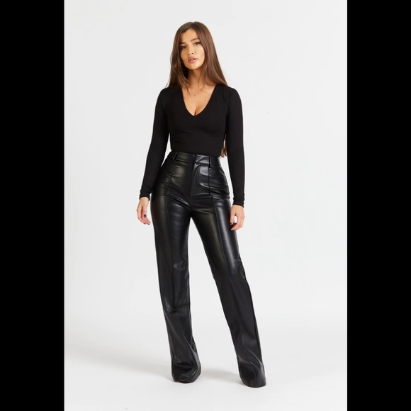 BOA (Because of Alice) Leather Wide Leg Trouser - Black - Picture 3 of 6